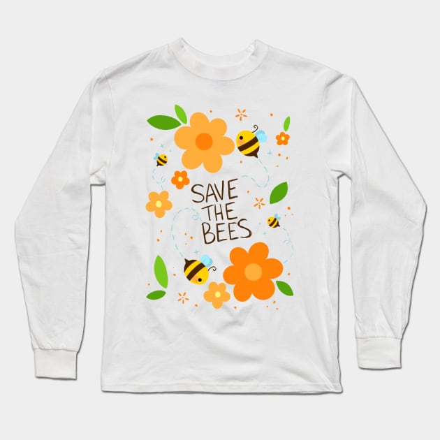 Save the Bees Long Sleeve T-Shirt by Lobomaravilha